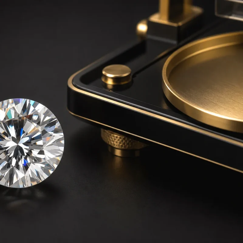 Diamant ob natančni gemološki tehtnici